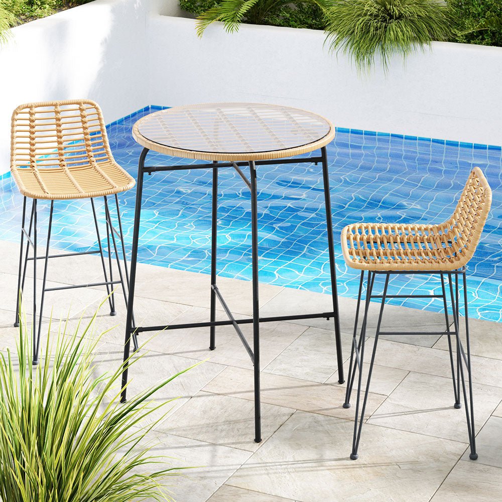 Gardeon 3PCS Outdoor Bar Table Chairs Patio Bistro Set 2 Seater - Outdoor Immersion