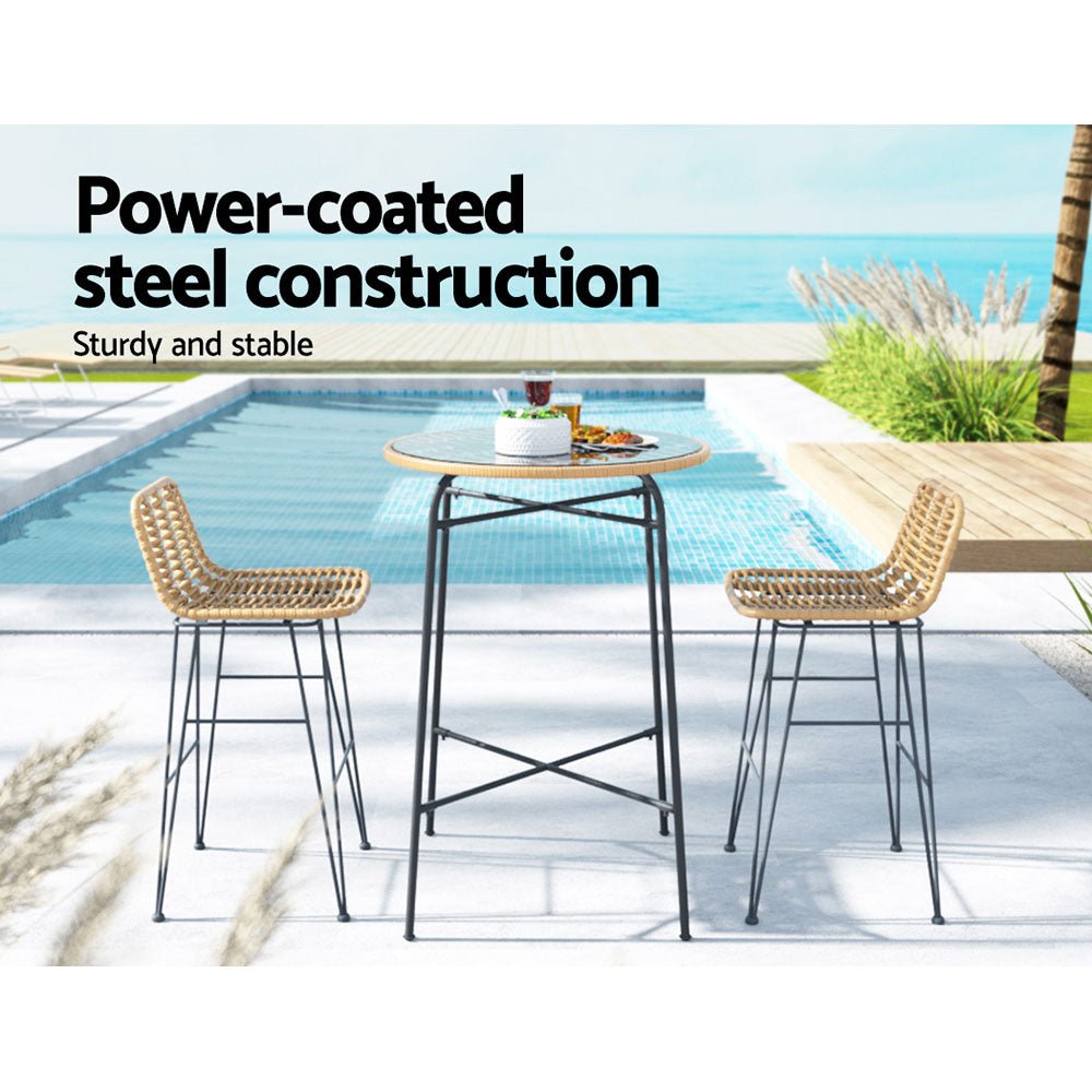 Gardeon 3PCS Outdoor Bar Table Chairs Patio Bistro Set 2 Seater - Outdoor Immersion