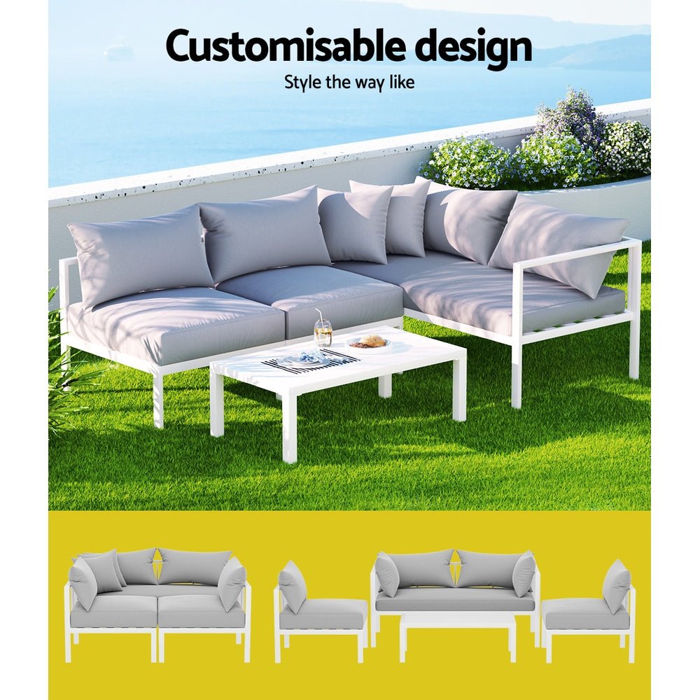 Gardeon 4-Seater Aluminium Outdoor Sofa Set Lounge Setting Table Chair Furniture - Outdoor Immersion