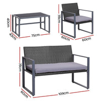 Thumbnail for Gardeon 4PC Outdoor Furniture Patio Table Chair Black - Outdoor Immersion