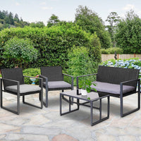 Thumbnail for Gardeon 4PC Outdoor Furniture Patio Table Chair Black - Outdoor Immersion