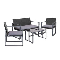 Thumbnail for Gardeon 4PC Outdoor Furniture Patio Table Chair Black - Outdoor Immersion