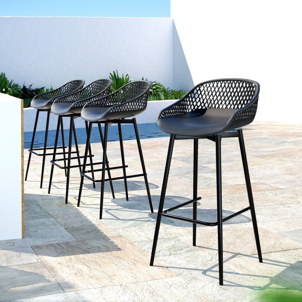 Gardeon 4pcs Outdoor Bar Stools Plastic Metal Bistro Patio Dining Chair Balcony - Outdoor Immersion