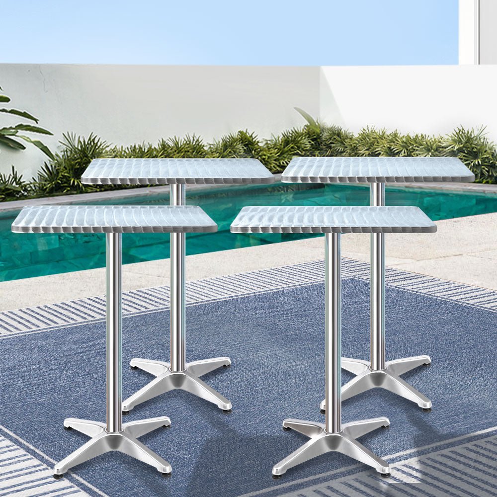 Gardeon 4pcs Outdoor Bar Table Furniture Adjustable Aluminium Square Cafe Table - Outdoor Immersion