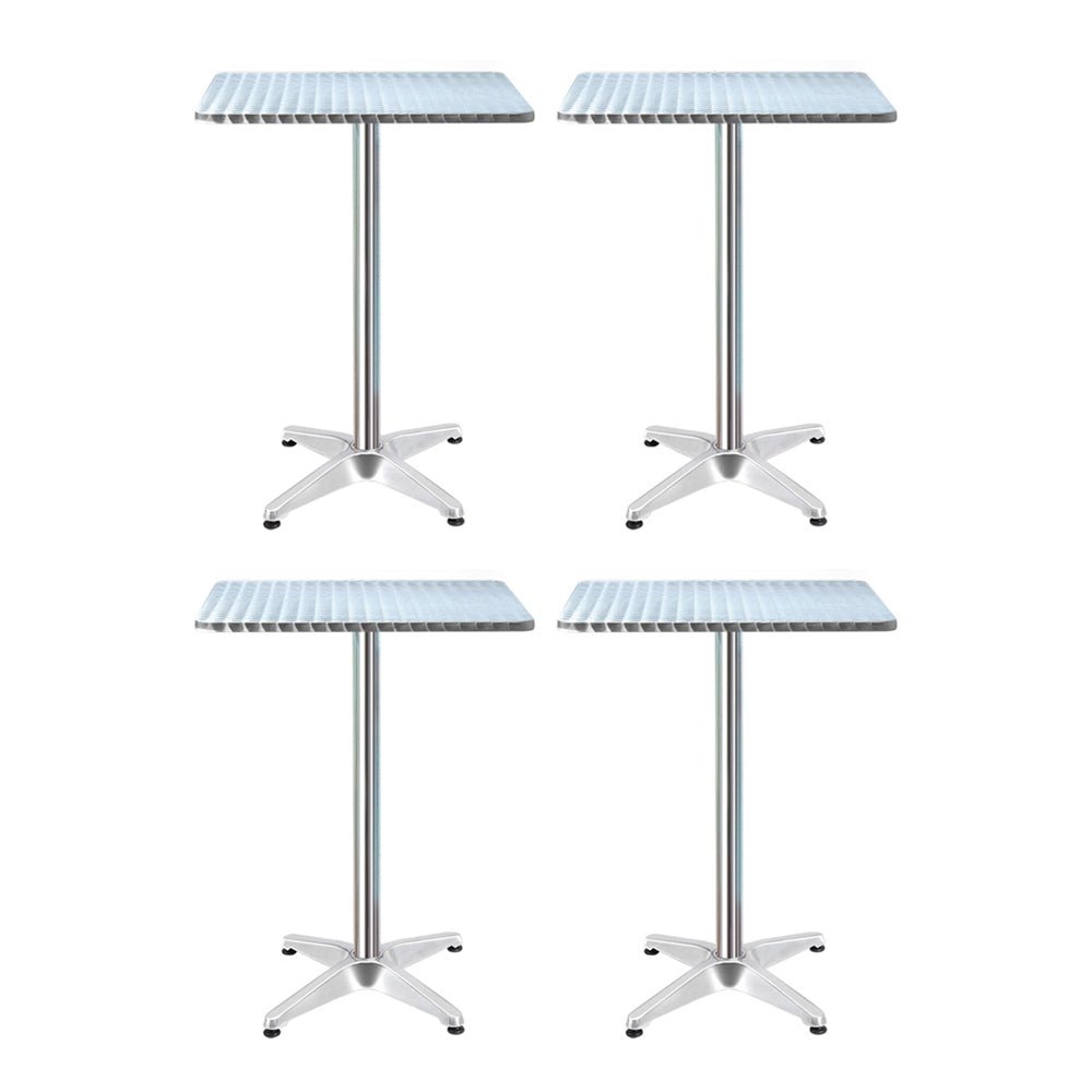 Gardeon 4pcs Outdoor Bar Table Furniture Adjustable Aluminium Square Cafe Table - Outdoor Immersion