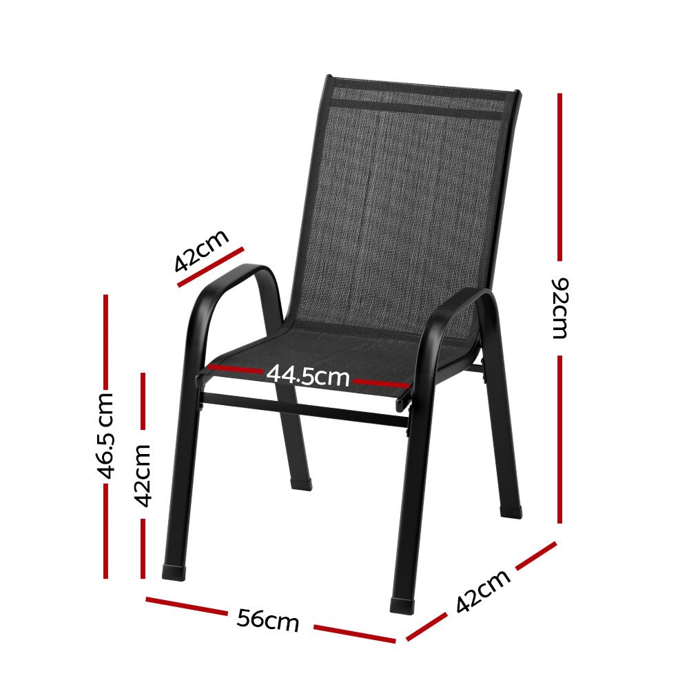 Gardeon 4X Outdoor Stackable Chairs Lounge Chair Bistro Set Patio Furniture - Outdoor Immersion