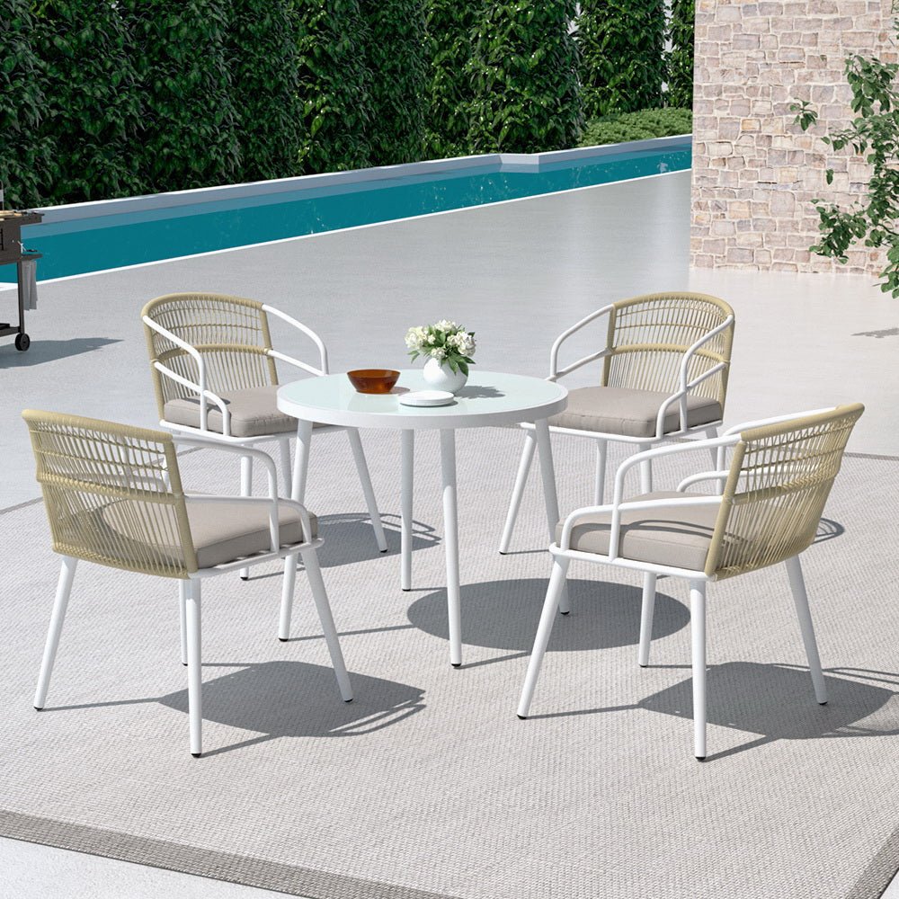 Gardeon 5pc Outdoor Dining Set Furniture Table and Chair Lounge Setting 4 Seater - Outdoor Immersion