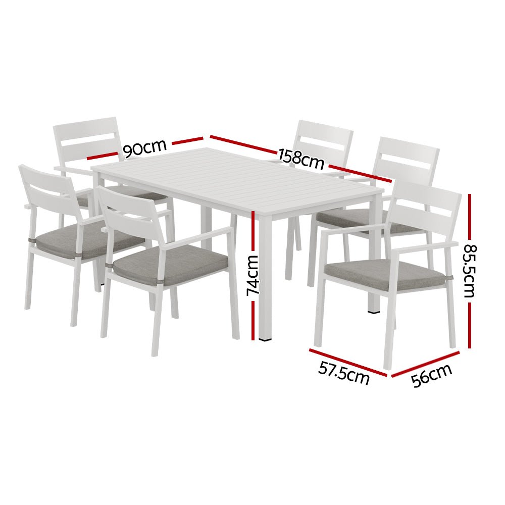 Gardeon 7 Piece Outdoor Dining Set Aluminum Table Chairs 6-seater Lounge Setting - Outdoor Immersion