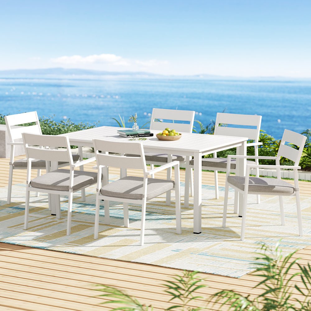 Gardeon 7 Piece Outdoor Dining Set Aluminum Table Chairs 6-seater Lounge Setting - Outdoor Immersion