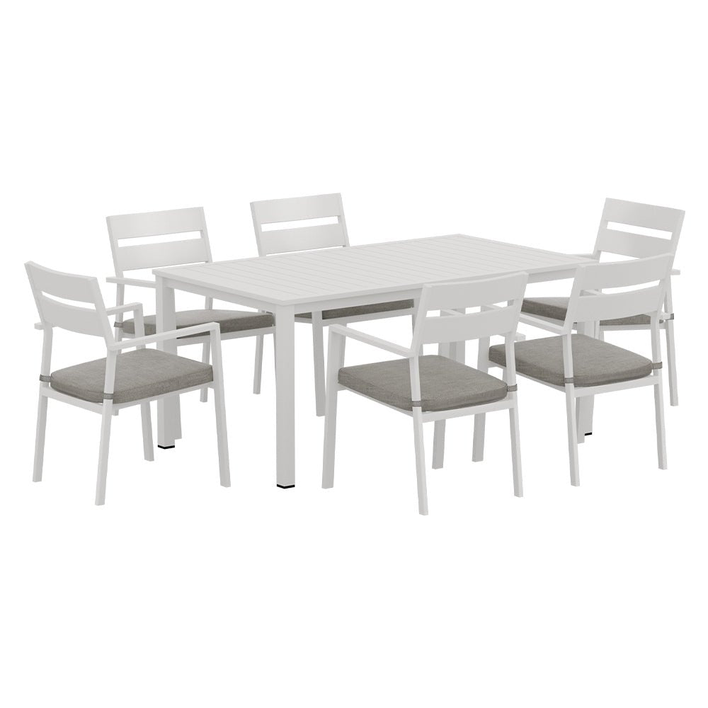 Gardeon 7 Piece Outdoor Dining Set Aluminum Table Chairs 6-seater Lounge Setting - Outdoor Immersion