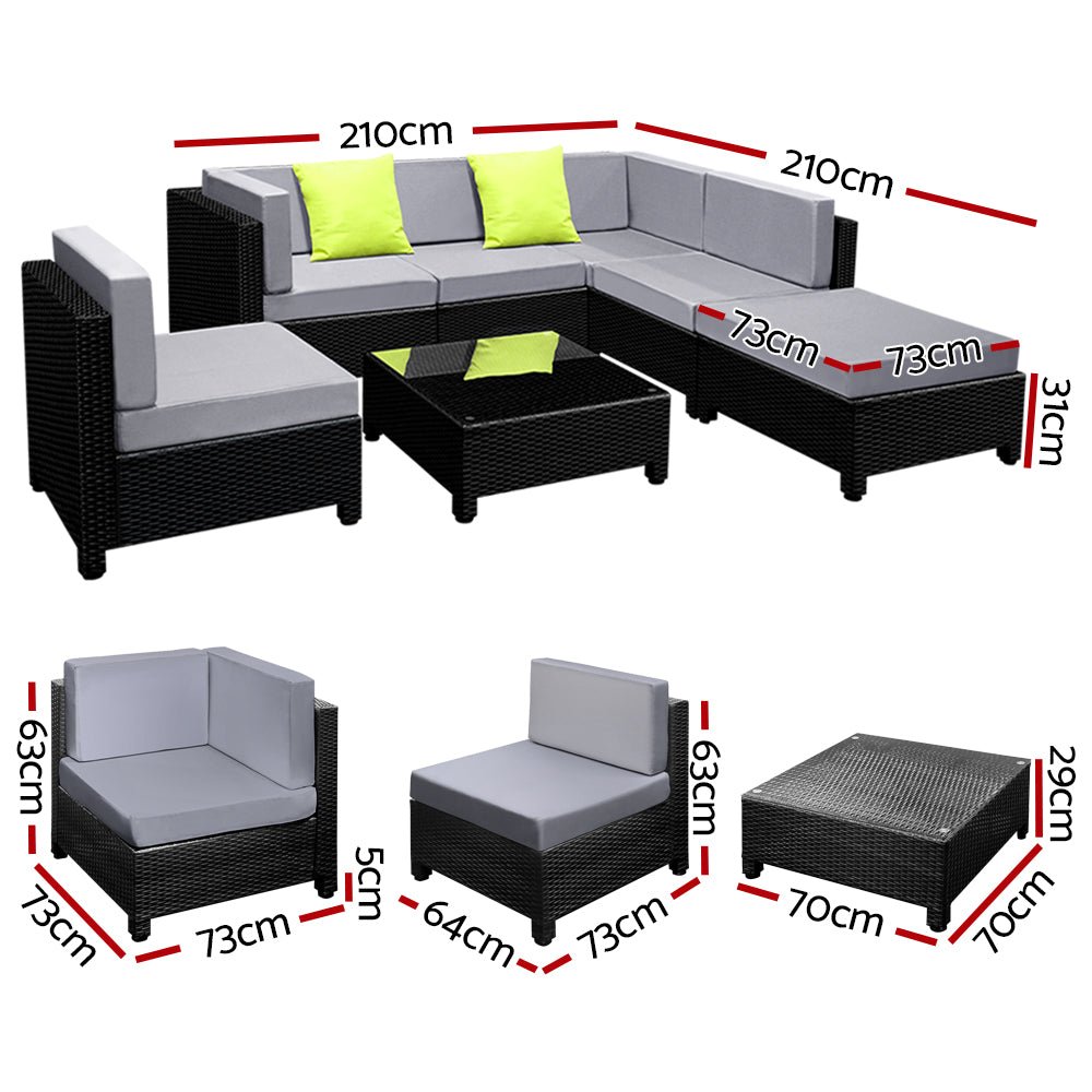 Gardeon 7PC Sofa Set Outdoor Furniture Lounge Setting Wicker Couches Garden Patio Pool - Outdoor Immersion