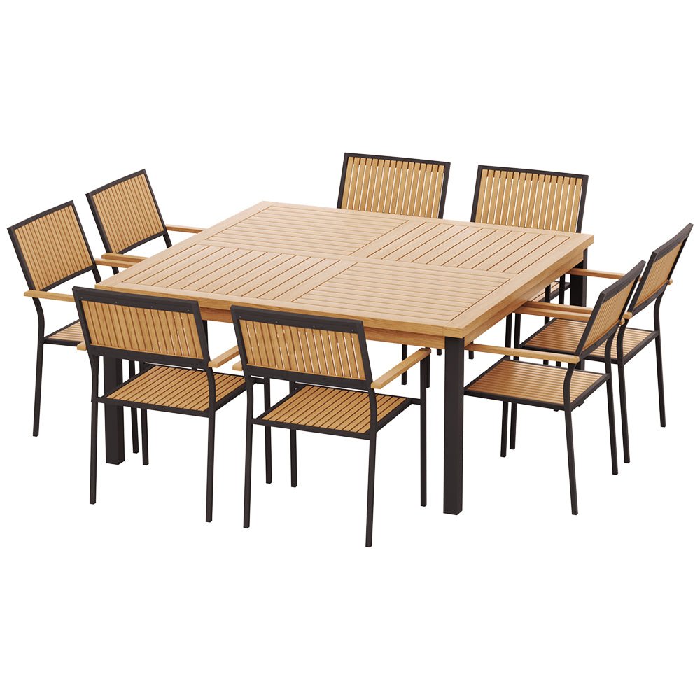 Gardeon 8-seater Outdoor Furniture Dining Chairs Table Patio 9pcs Acacia Wood - Outdoor Immersion