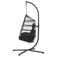 Thumbnail for Gardeon Egg Swing Chair Hammock Stand Outdoor Furniture Hanging Wicker Seat Grey - Outdoor Immersion