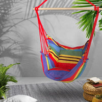 Thumbnail for Gardeon Hammock Chair Outdoor Camping Hanging Hammocks Cushion Pillow Rainbow - Outdoor Immersion