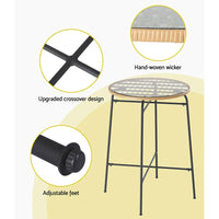 Thumbnail for Gardeon Outdoor Bar Table Wicker Dining Bistro Patio Balcony Glass Table Steel - Outdoor Immersion