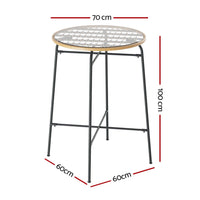 Thumbnail for Gardeon Outdoor Bar Table Wicker Dining Bistro Patio Balcony Glass Table Steel - Outdoor Immersion