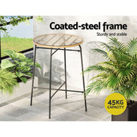 Thumbnail for Gardeon Outdoor Bar Table Wicker Dining Bistro Patio Balcony Glass Table Steel - Outdoor Immersion