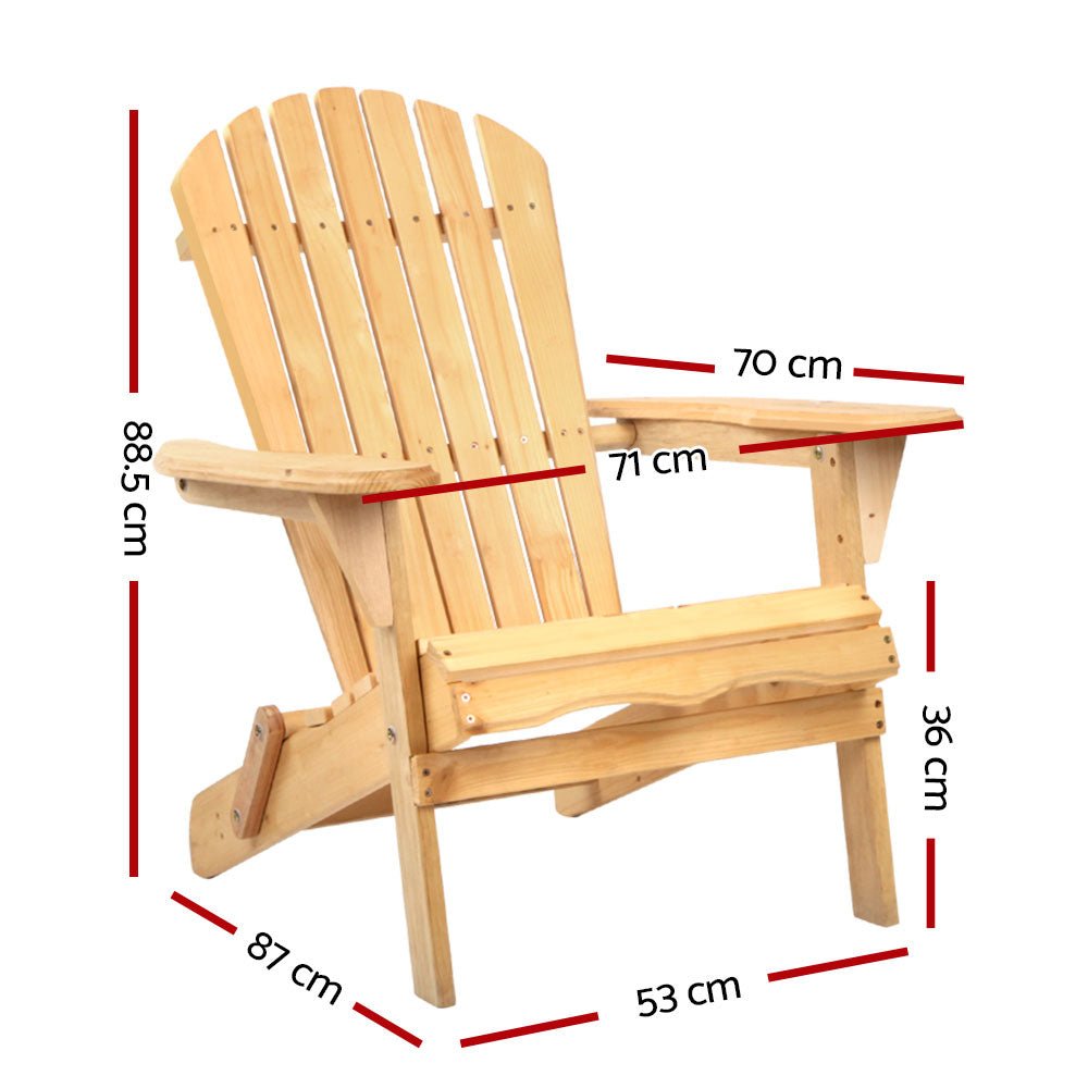 Gardeon Outdoor Chairs Furniture Beach Chair Lounge Wooden Adirondack Garden Patio - Outdoor Immersion