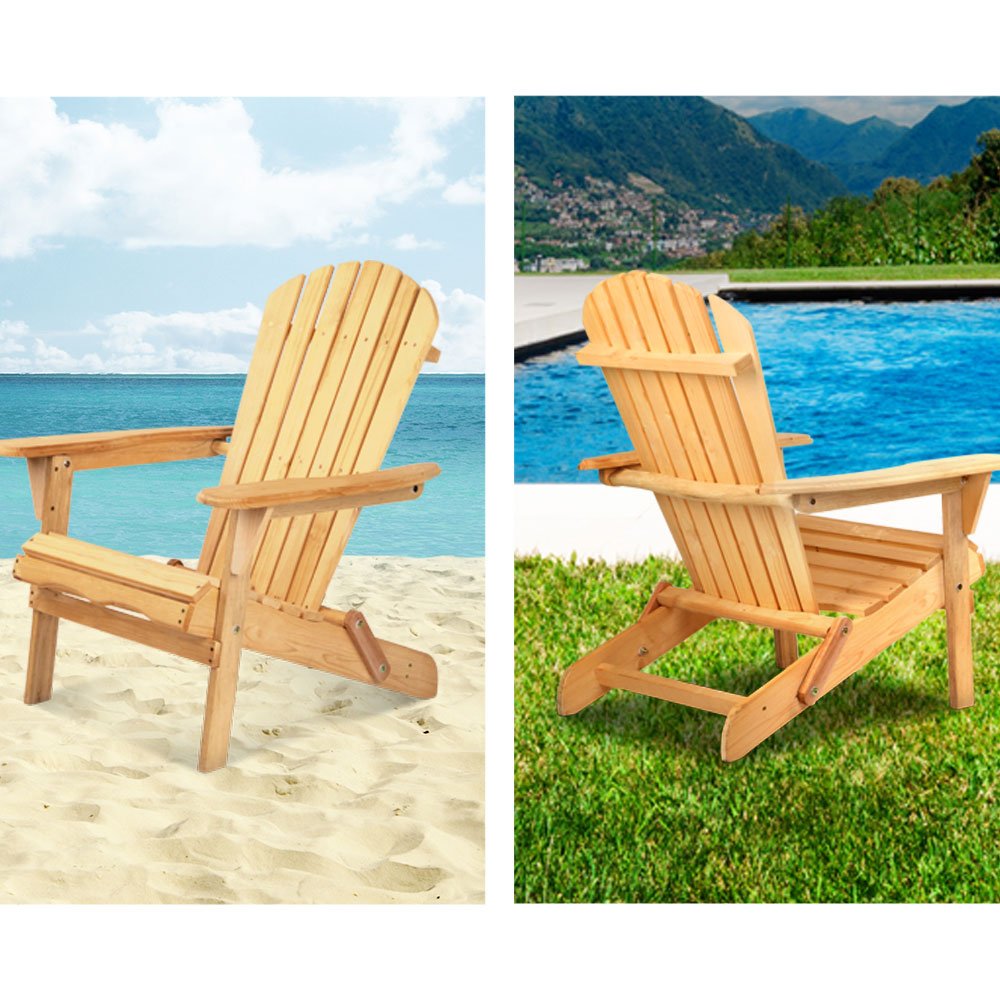 Gardeon Outdoor Chairs Furniture Beach Chair Lounge Wooden Adirondack Garden Patio - Outdoor Immersion