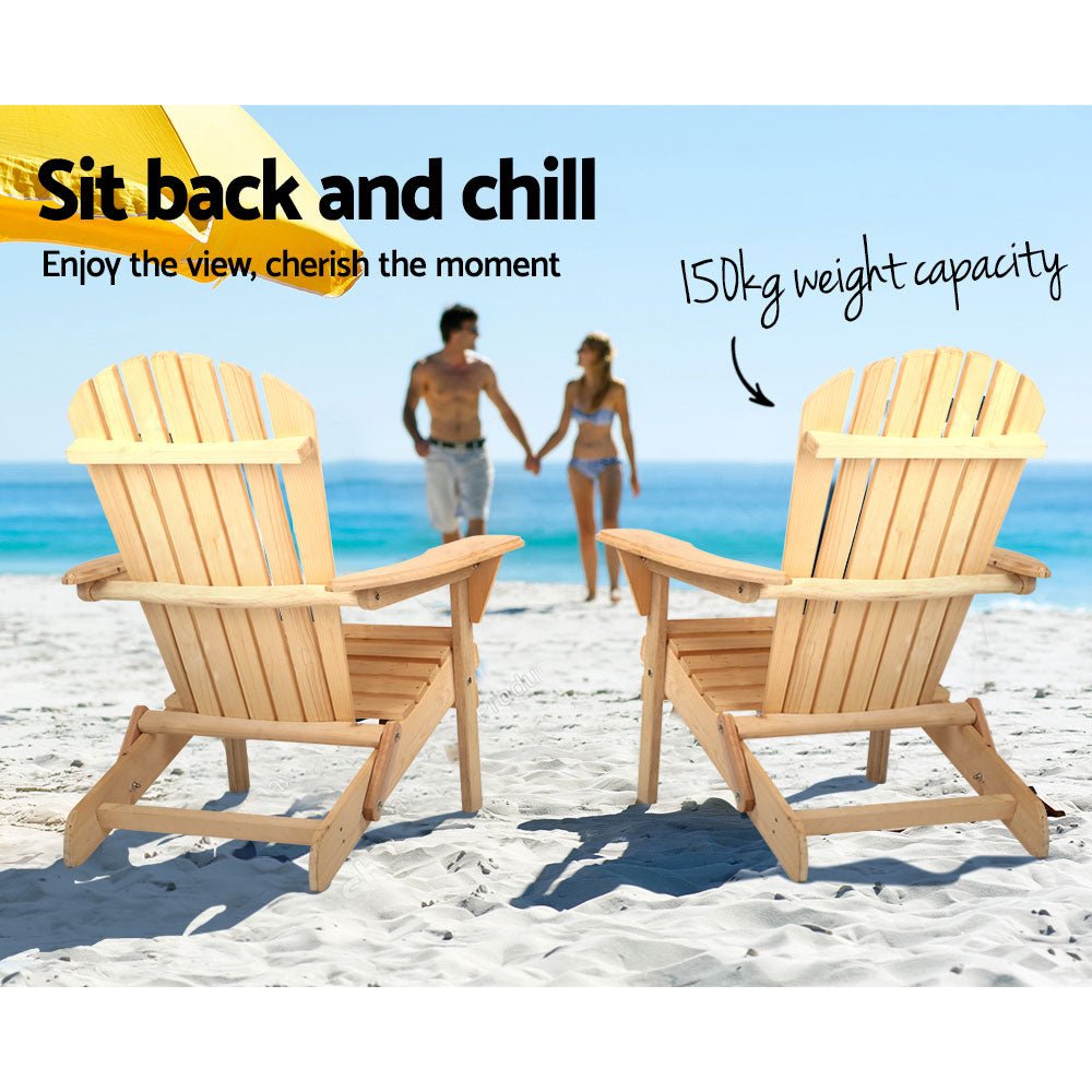 Gardeon Outdoor Chairs Furniture Beach Chair Lounge Wooden Adirondack Garden Patio - Outdoor Immersion