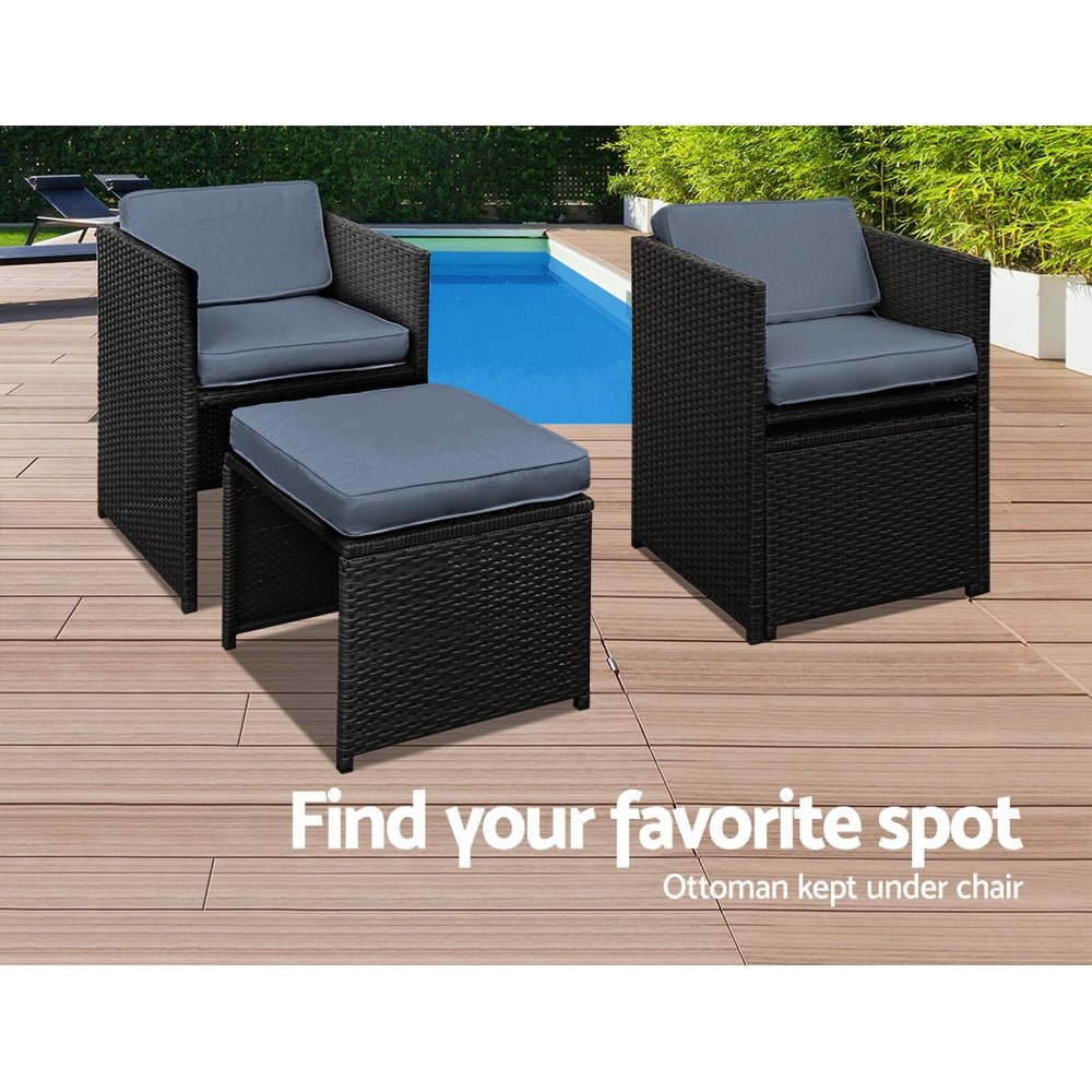 Gardeon Outdoor Dining Set 11 Piece Wicker Table Chairs Setting Black - Outdoor Immersion