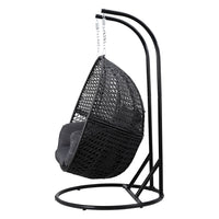 Thumbnail for Gardeon Outdoor Egg Swing Chair Hanging Pod Chair Wicker Cushion 2 Person Grey - Outdoor Immersion