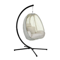 Thumbnail for Gardeon Outdoor Egg Swing Chair Patio Furniture Pod Stand Canopy Foldable Cream - Outdoor Immersion