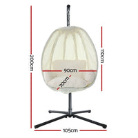 Thumbnail for Gardeon Outdoor Egg Swing Chair Patio Furniture Pod Stand Canopy Foldable Cream - Outdoor Immersion