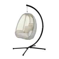 Thumbnail for Gardeon Outdoor Egg Swing Chair Patio Furniture Pod Stand Canopy Foldable Cream - Outdoor Immersion