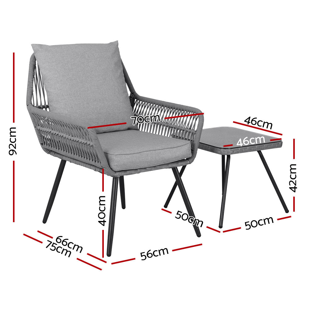 Gardeon Outdoor Furniture 3-Piece Lounge Setting Chairs Table Bistro Set Patio - Outdoor Immersion