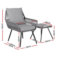 Thumbnail for Gardeon Outdoor Furniture 3-Piece Lounge Setting Chairs Table Bistro Set Patio - Outdoor Immersion