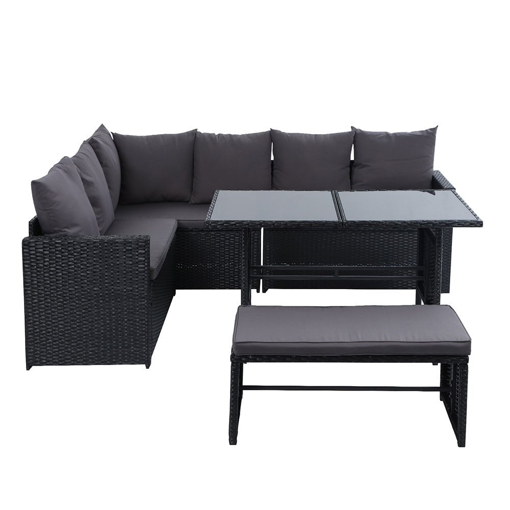 Gardeon Outdoor Furniture Dining Setting Sofa Set Lounge Wicker 8 Seater Black - Outdoor Immersion