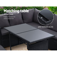 Thumbnail for Gardeon Outdoor Furniture Dining Setting Sofa Set Lounge Wicker 8 Seater Black - Outdoor Immersion