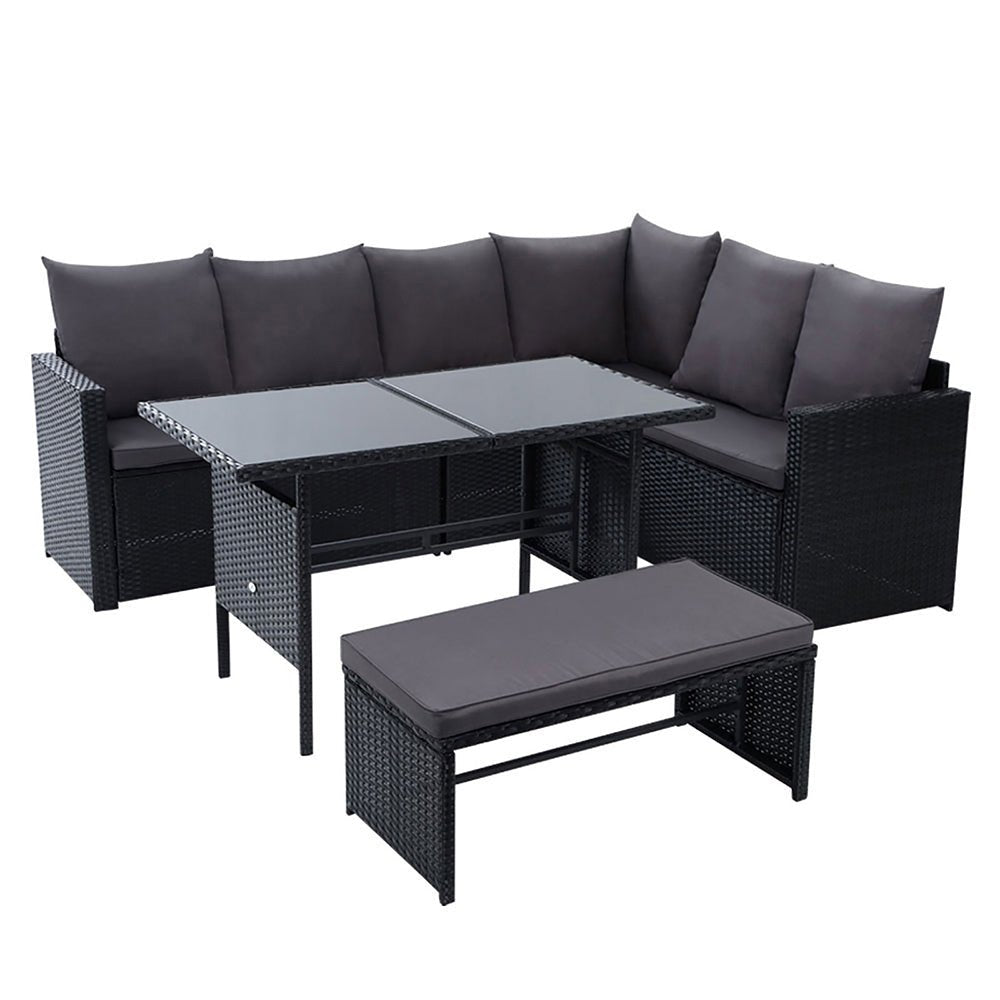 Gardeon Outdoor Furniture Dining Setting Sofa Set Lounge Wicker 8 Seater Black - Outdoor Immersion