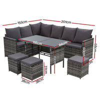 Thumbnail for Gardeon Outdoor Furniture Dining Setting Sofa Set Lounge Wicker 9 Seater Mixed Grey - Outdoor Immersion