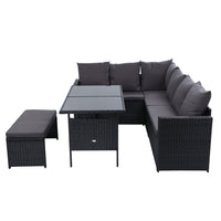 Thumbnail for Gardeon Outdoor Furniture Dining Setting Sofa Set Wicker 8 Seater Storage Cover Black - Outdoor Immersion