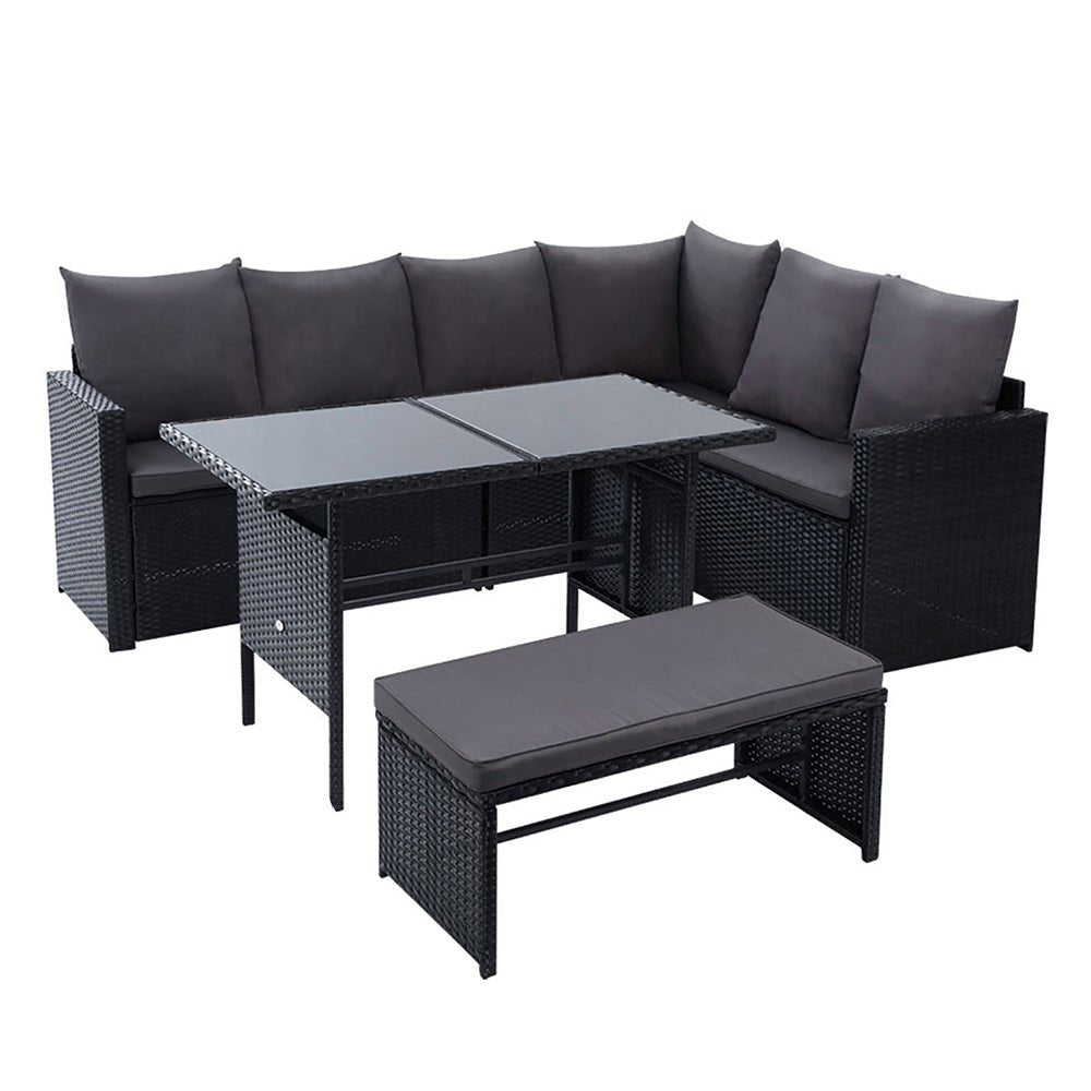 Gardeon Outdoor Furniture Dining Setting Sofa Set Wicker 8 Seater Storage Cover Black - Outdoor Immersion