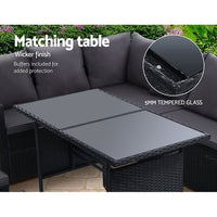 Thumbnail for Gardeon Outdoor Furniture Dining Setting Sofa Set Wicker 9 Seater Storage Cover Black - Outdoor Immersion