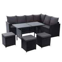 Thumbnail for Gardeon Outdoor Furniture Dining Setting Sofa Set Wicker 9 Seater Storage Cover Black - Outdoor Immersion