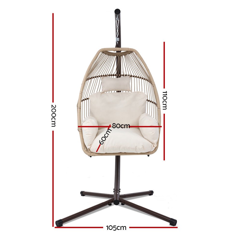 Gardeon Outdoor Furniture Egg Hanging Swing Chair Stand Wicker Rattan Hammock - Outdoor Immersion