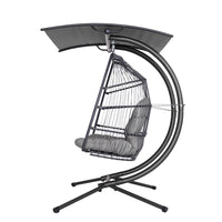 Thumbnail for Gardeon Outdoor Furniture Lounge Hanging Swing Chair Egg Hammock Stand Rattan Wicker Grey - Outdoor Immersion