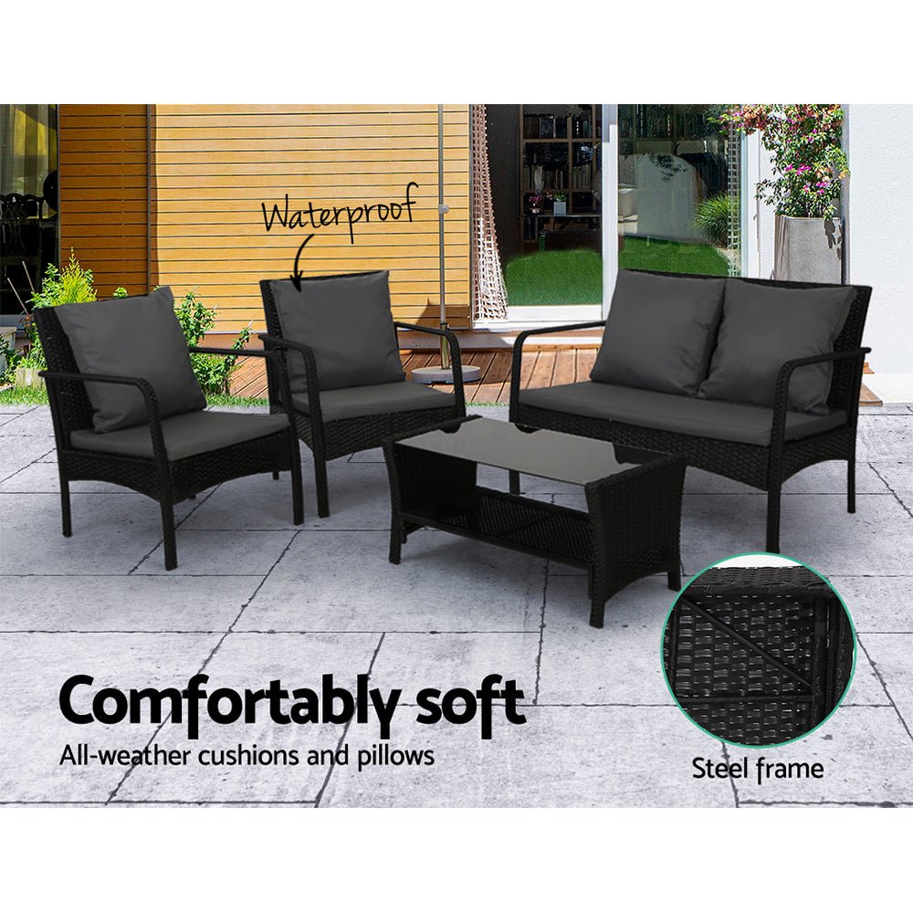 Gardeon Outdoor Furniture Lounge Table Chairs Garden Patio Wicker Sofa Set - Outdoor Immersion