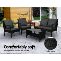 Thumbnail for Gardeon Outdoor Furniture Lounge Table Chairs Garden Patio Wicker Sofa Set - Outdoor Immersion