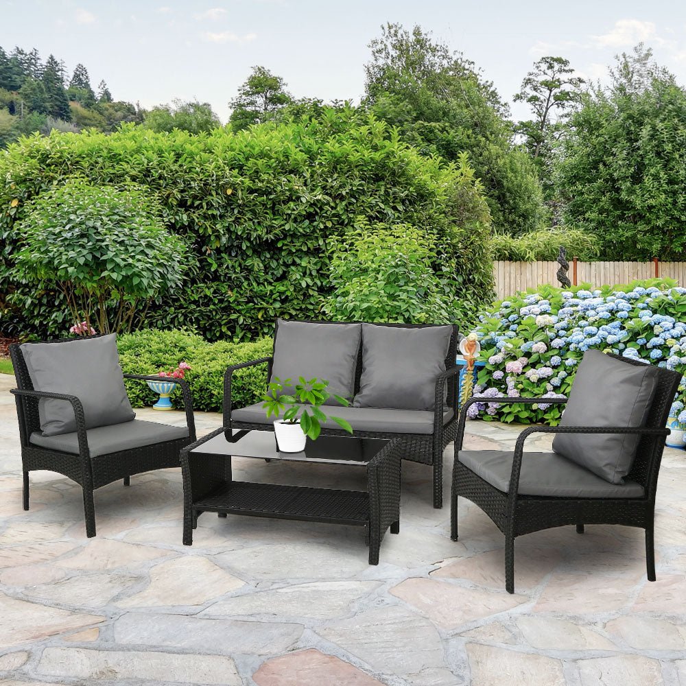 Gardeon Outdoor Furniture Lounge Table Chairs Garden Patio Wicker Sofa Set - Outdoor Immersion