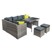 Thumbnail for Gardeon Outdoor Furniture Patio Set Dining Sofa Table Chair Lounge Garden Wicker Grey - Outdoor Immersion