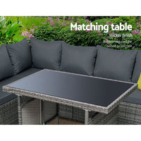 Thumbnail for Gardeon Outdoor Furniture Patio Set Dining Sofa Table Chair Lounge Garden Wicker Grey - Outdoor Immersion