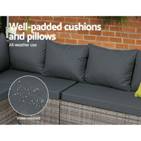 Thumbnail for Gardeon Outdoor Furniture Patio Set Dining Sofa Table Chair Lounge Garden Wicker Grey - Outdoor Immersion