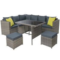 Thumbnail for Gardeon Outdoor Furniture Patio Set Dining Sofa Table Chair Lounge Garden Wicker Grey - Outdoor Immersion