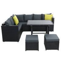 Thumbnail for Gardeon Outdoor Furniture Patio Set Dining Sofa Table Chair Lounge Wicker Garden Black - Outdoor Immersion