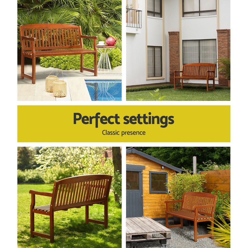 Gardeon Outdoor Garden Bench Seat Wooden Chair Patio Furniture Timber Lounge - Outdoor Immersion